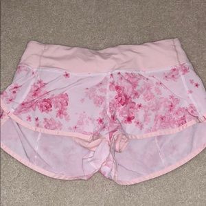 Pink floral Lululemon speed short